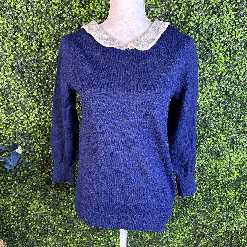 Nwot J. Crew Royal Blue Sweater with petter pan Collar alpaca & wool blend